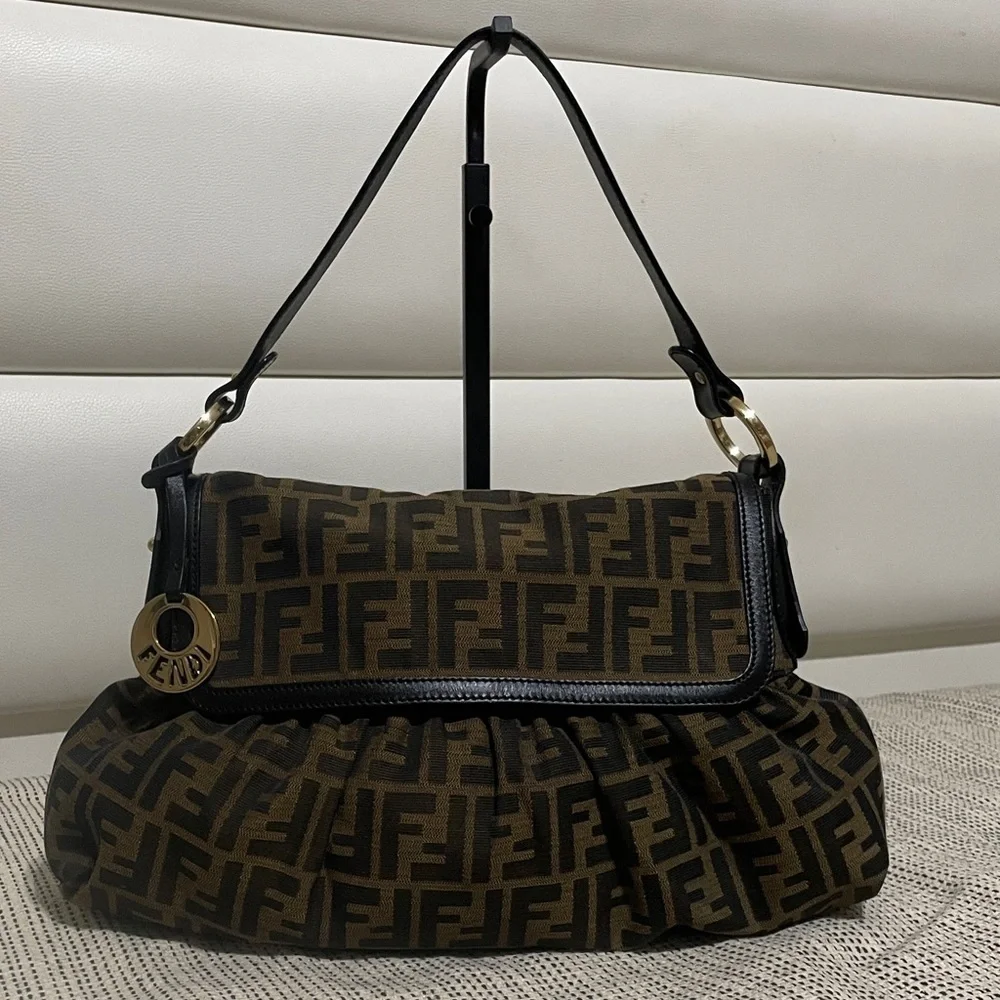 Fendi Zucca Canvas Shoulder Bag